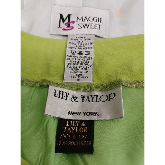 Maggie Sweet/Lily Taylor Green White Floral Suit Set 2 Pc Jacket Skirt Sz 1X - Picture 8 of 9